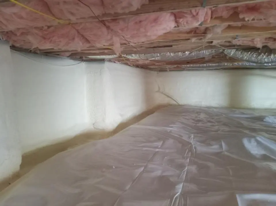 Crawl space encapsulation with closed-cell spray foam for Storm Damage Roof Repair in Cedar Lake